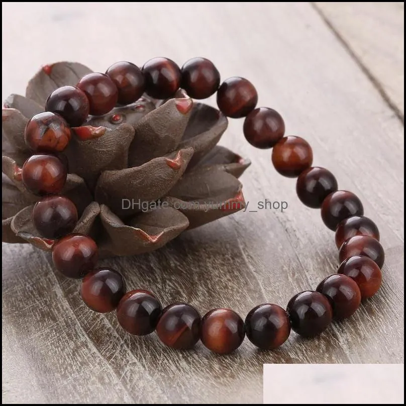 natural stone red tiger eye bracelet for men women fashion jewelry stretch bangle 8mm yoga energy bracelets gift b674s fz