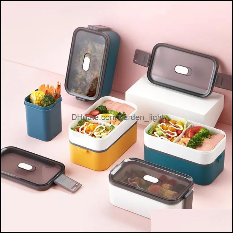 dinnerware sets japanese simple multi layer office worker lunch box microwave oven heating leak proof bento for kids portable