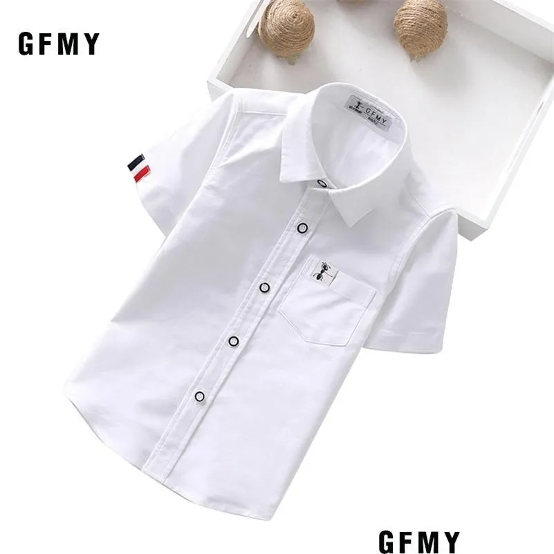 gfmy summer sale children shirts casual solid cotton color blue white shortsleeved boys for 214 years 220125