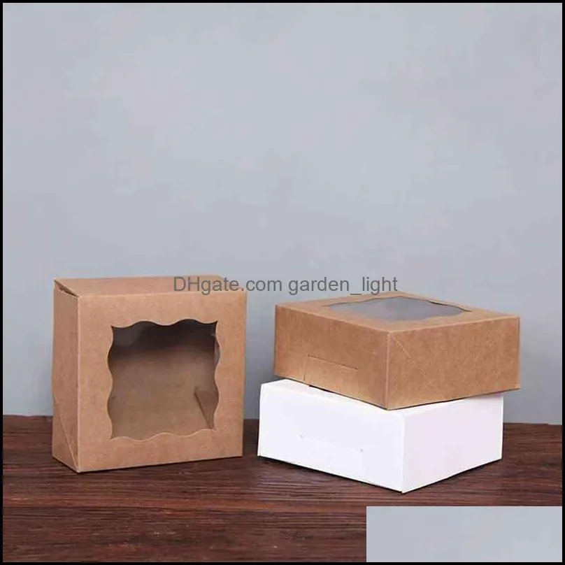 gift wrap vintage transparent window kraft paper baking box grain candy packaging handmade cake west point muffin boxs part weeding