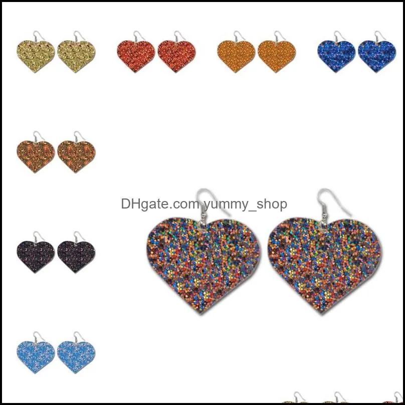 love heart pu leather earrings lightweight teardrop dangle handmade heartshaped earring women jewelry m932f