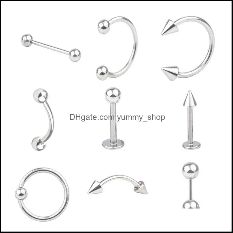 piercing body rings jewelry charm stainless steel lip nose tongue tragus cartilage daith eeybrow belly button tools dhs