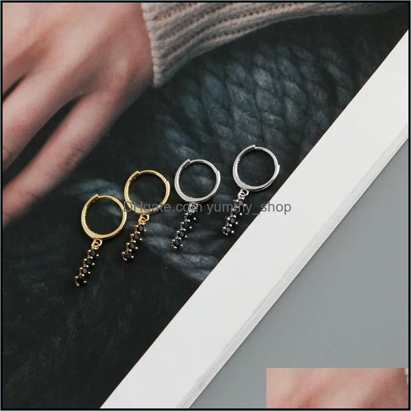 100 genuine 925 sterling silver hoop earrings for women zircon pendant circle brinco fine jewelry yme909