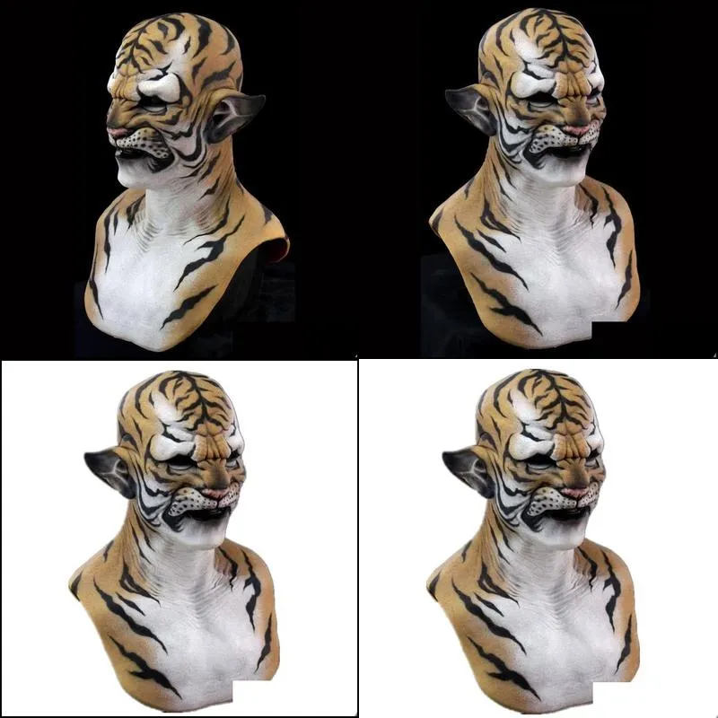 scary tiger animal mask halloween carnival night club masquerade headgear masks classic performance cosplay costume props 220812