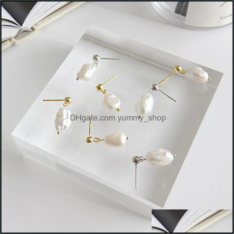 925 sterling silver jewelry baroque irregular pearl drop earrings for women aretes de mujer modernos 2018 yme432