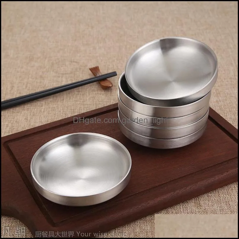 bowls stainless steel thickened double layer kimchi plate small bowl seasoning dipping with cold dishes bone korean tableware