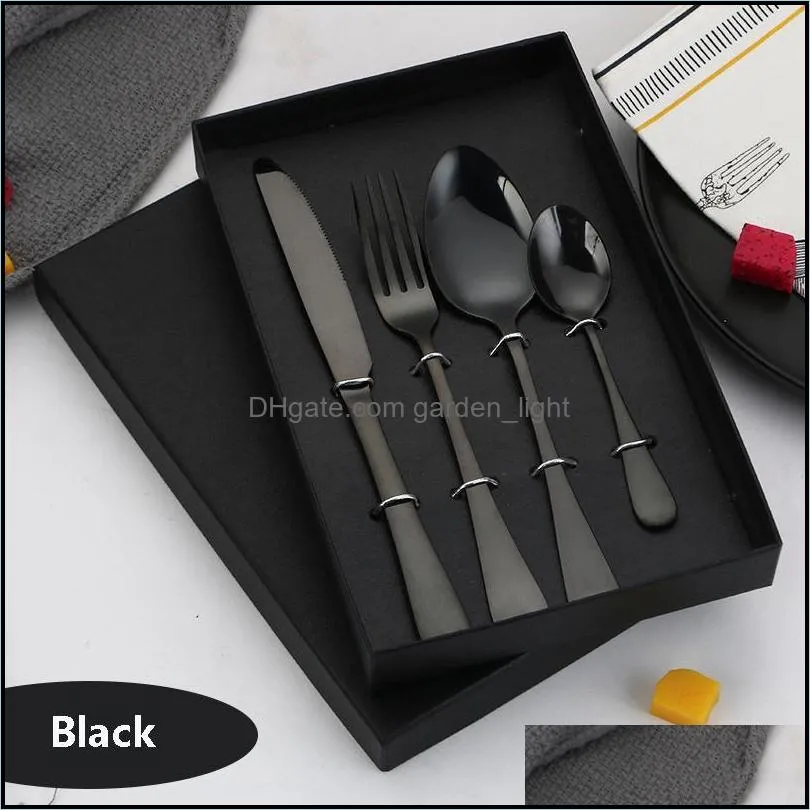 pcs stainless steel cutlery set fork soup spoon knife tea for home kitchen el restaurant tableware dinnerware sets