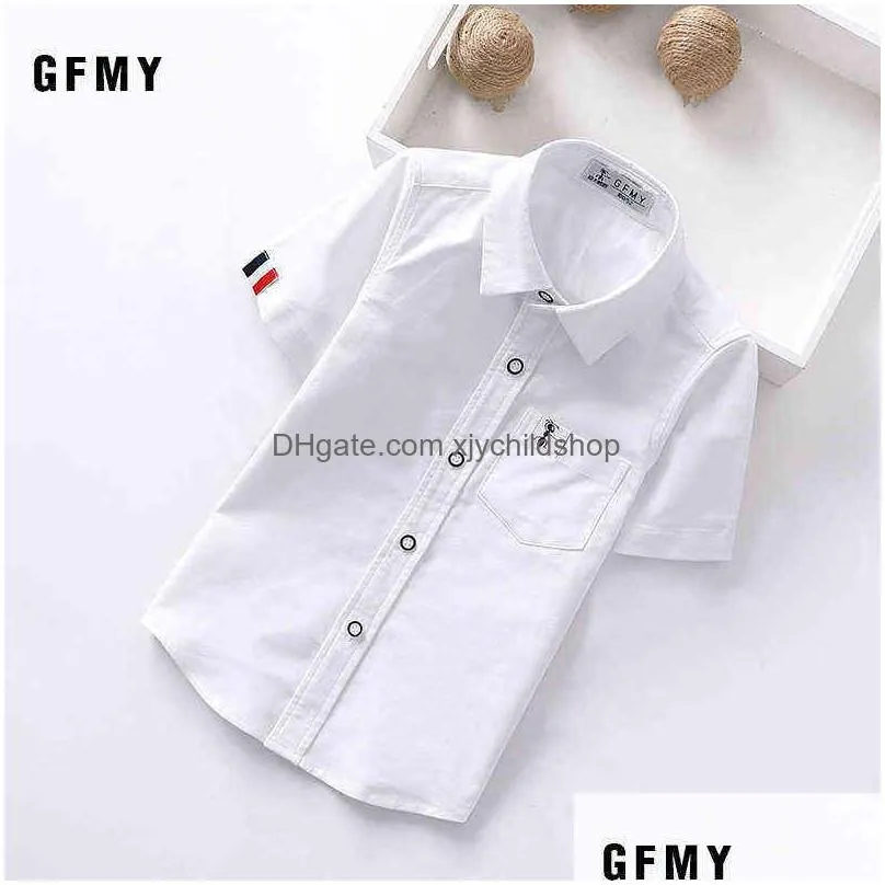 gfmy summer sale children shirts casual solid cotton color blue white shortsleeved boys for 214 years 220125