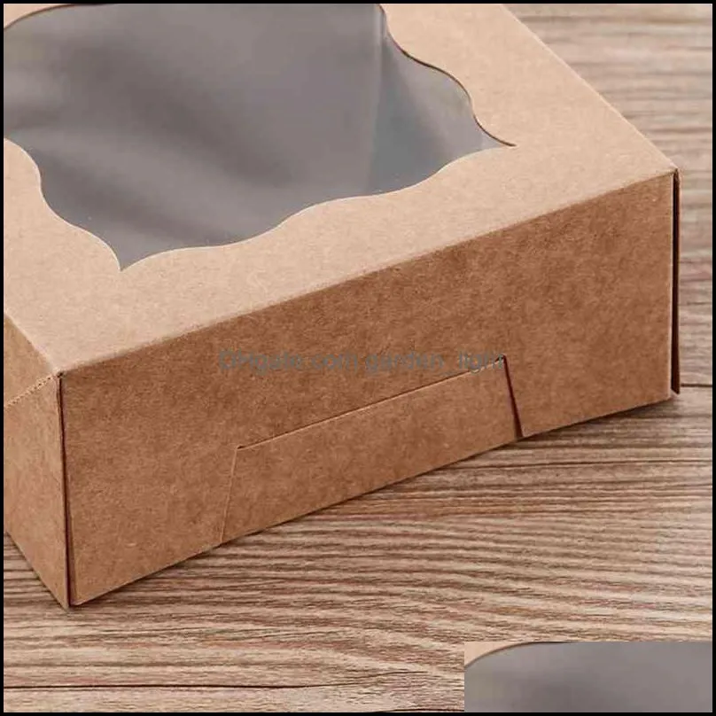 gift wrap vintage transparent window kraft paper baking box grain candy packaging handmade cake west point muffin boxs part weeding