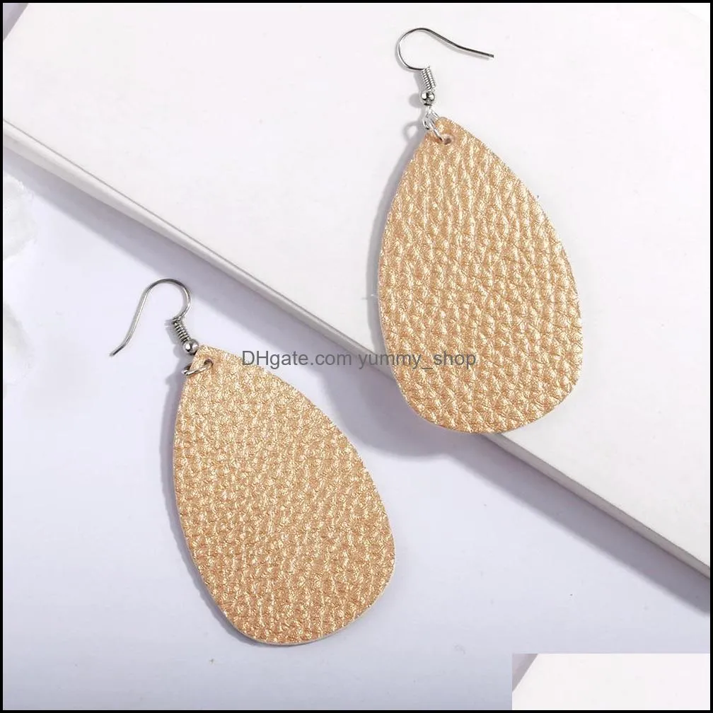 fashion pu leather oval earrings fashion statement colorful teardrop earring jewelry gifts for women girls