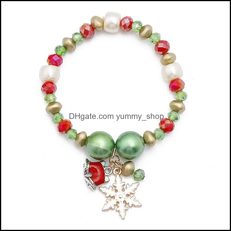 fashion identification christmas bracelet woman personality santa claus small bell sweet circle bead bracelet hand decorate