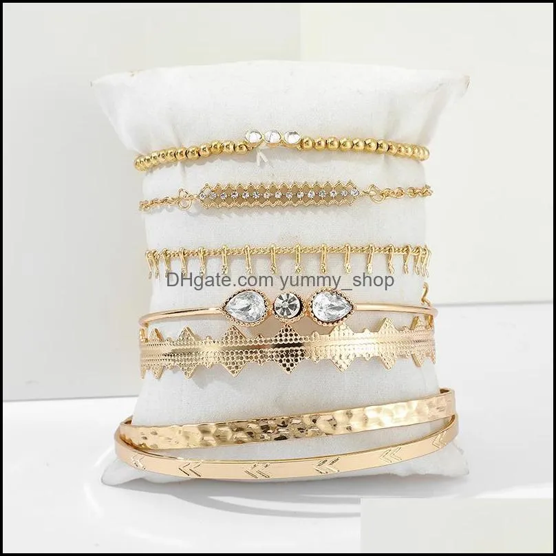 bohemian gold tassel identification bracelets for women summer beach clear crystal stone pineapple geometric heart bangle jewelry