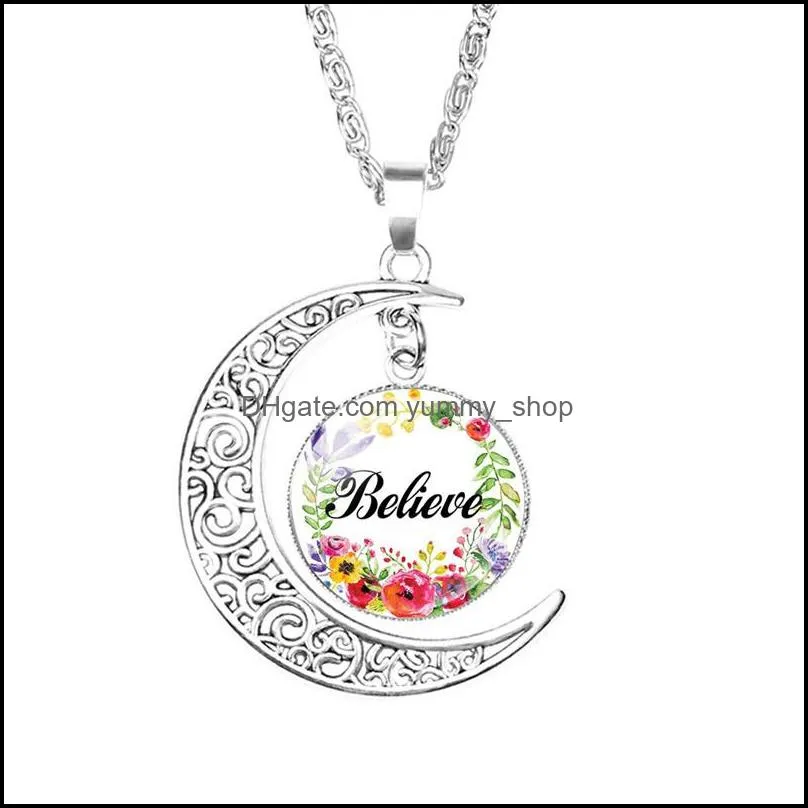 religion bible necklace jewelry for women fashion glass dream faith hope necklaces letter flower pendant chains dhs p373fa