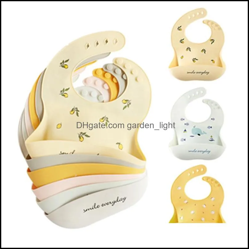 baby bib adjustable animal picture waterproof saliva dripping bibs soft edible siliconesaliva towel drop wll972