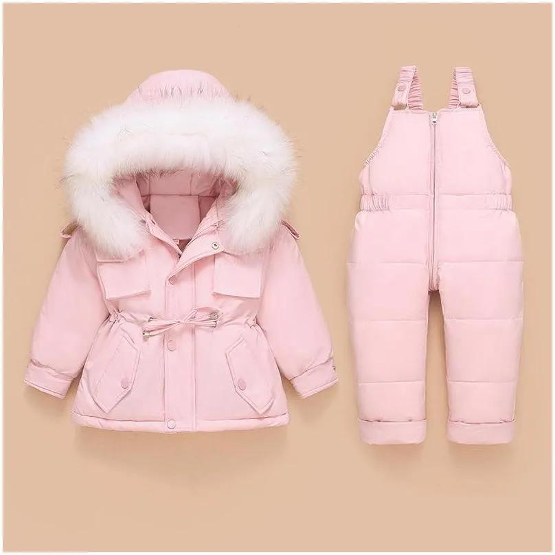 clothing sets down coat jacket kids toddler jumpsuit baby girl boy clothes winter outfit snowsuit overalls 2 pcs clothing sets