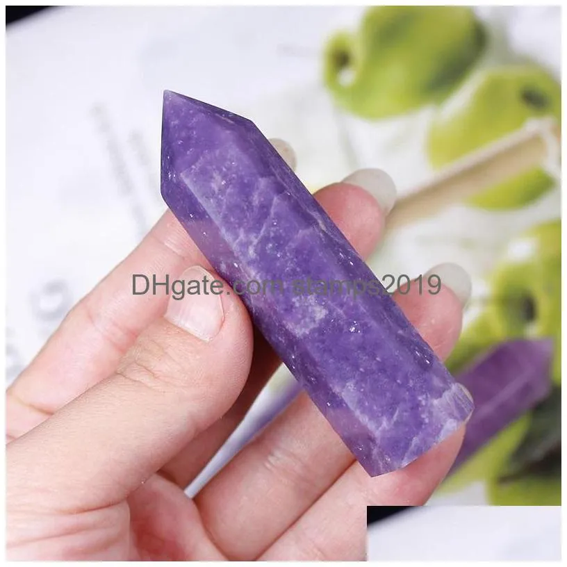 natural crystal amethyst mica quartz decorative crafts singlepointed sixsided jade handpolished ornaments healing wands reiki energy