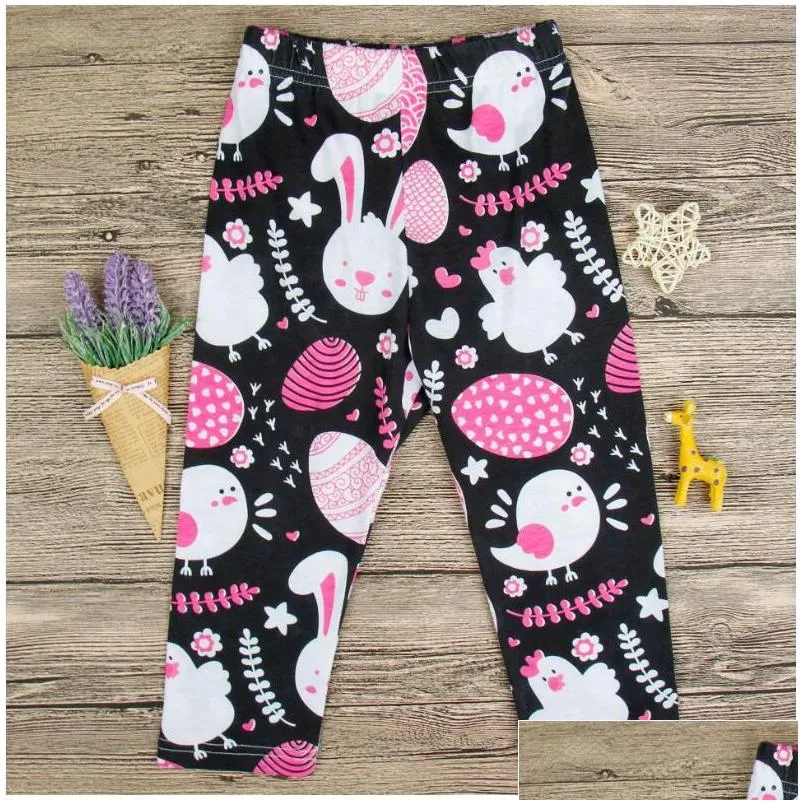 girl rabbit printed easter day dress set baby summer sleeveless sling tops and pants suit kids two pieces clothes clothing zht 016