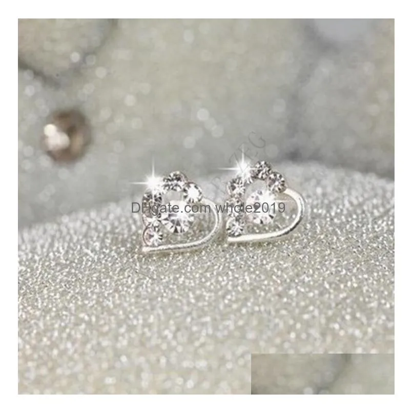 50 style stud earrings new fashion lovely women heart crystal ear stud earring jewelry for charming lover earring diamante earing