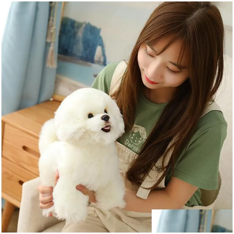 high quality simulation bichon frise dog plush toy stuffed korea lifelike pomeranian dog puppy toys home decor kids brithday lj201126