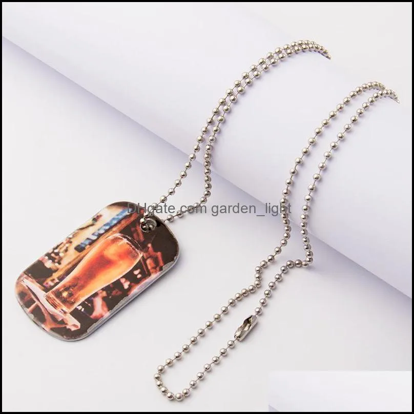 sublimation blank necklace dog tag necklaces pendant heat thermal transfer printing diy pet id card smooth metal pendants yy244