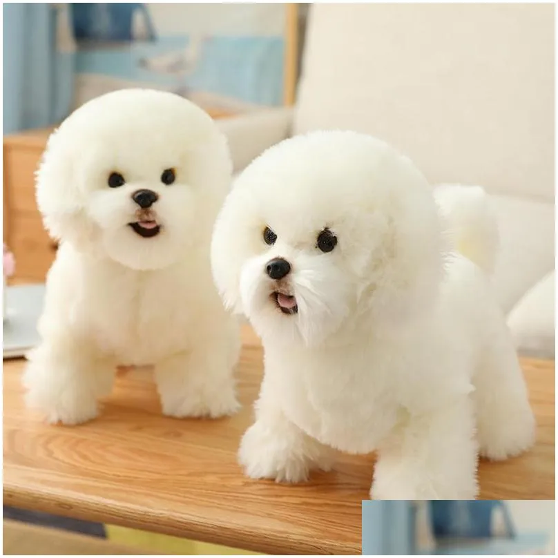 high quality simulation bichon frise dog plush toy stuffed korea lifelike pomeranian dog puppy toys home decor kids brithday lj201126