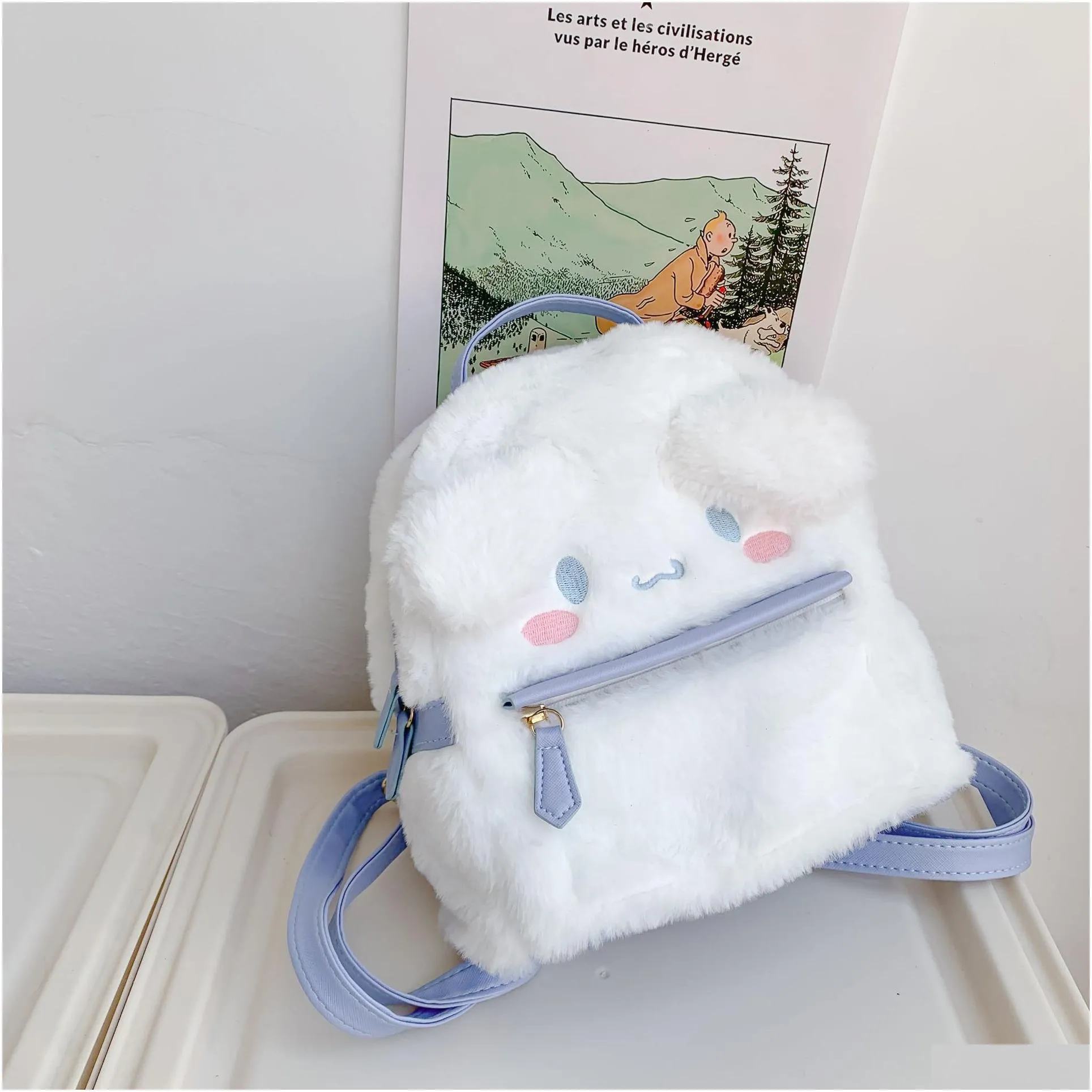 backpacks kawaii sanrioed my melody cinnamoroll cartoon plush bag anime soft stuffed animals plushie backpack girls doll christmas gifts