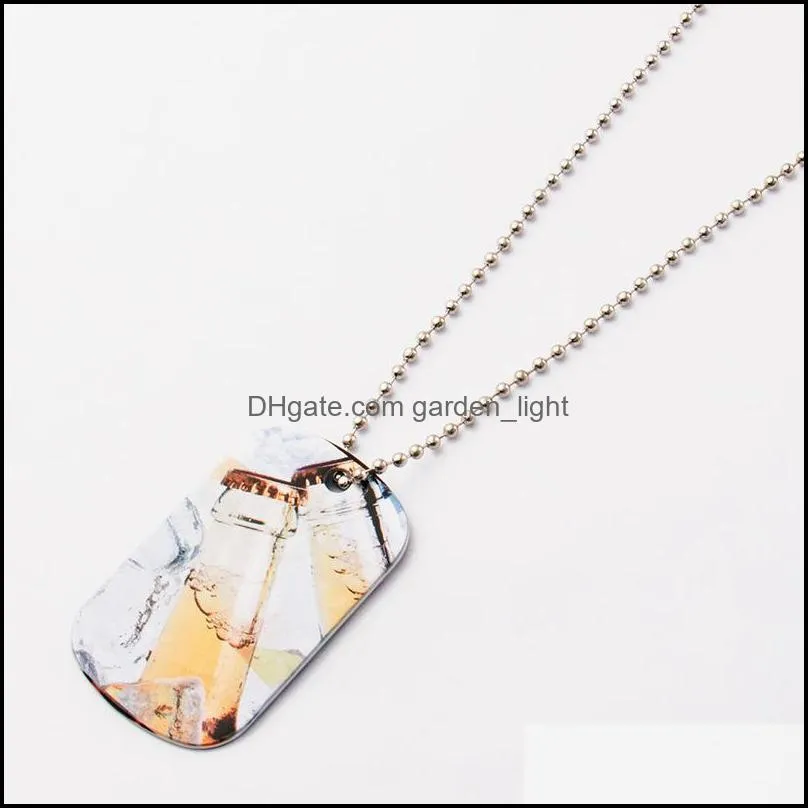 sublimation blank necklace dog tag necklaces pendant heat thermal transfer printing diy pet id card smooth metal pendants yy244