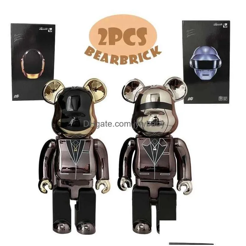 novelty games bearbrick daft punk 400 28cm joint bright face violence bear 3d bearbrick original ornament gloomy bear statue model decoration