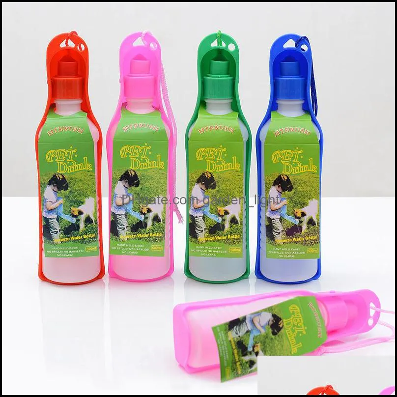 dog water bottle feeder with bowl pet dog portable drink water bottle for outdoor travel dog supplies 500ml wq470