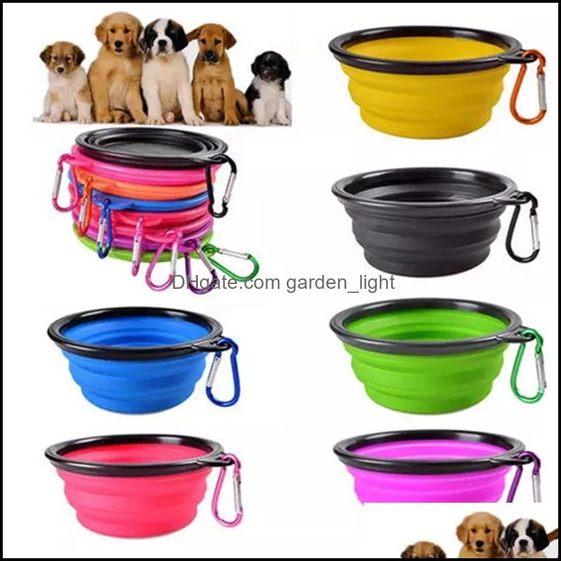 foldable dog bowls travel silicone bowl portable collapsible pet cat food water feeding outdoor pets accessories wll537