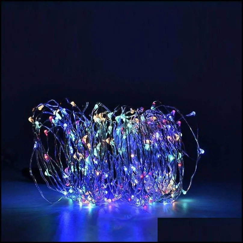 led strings lamp copper wire solar lights 10 20m ip65 waterproof fairy light 8 mode outdoor for garden christmas wedding party tree