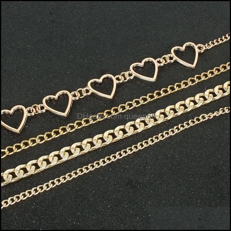 punk heart choker multilayer chains necklace pendant metal hollow thick chain link necklaces for women handmade statement jewelry