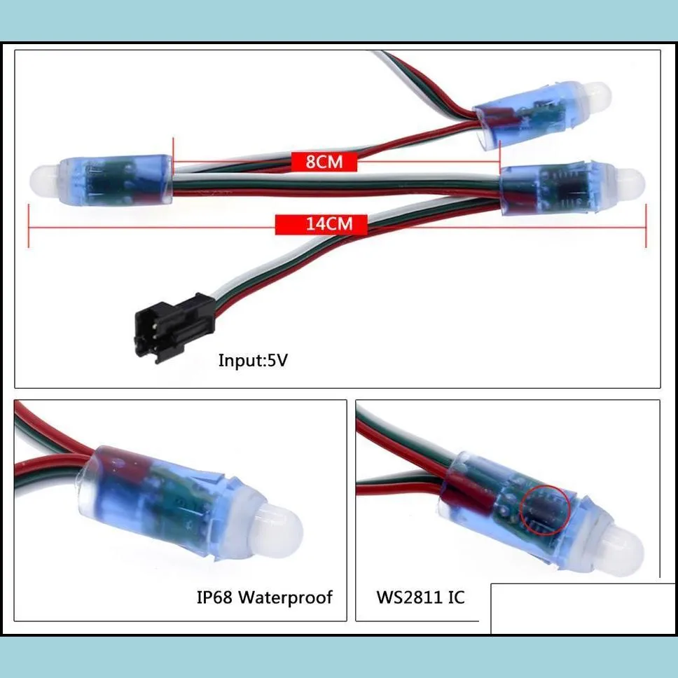 rgb led module ip68 waterproof dc5v full color led pixel module string point lights 50pixels/piece with 17key controller