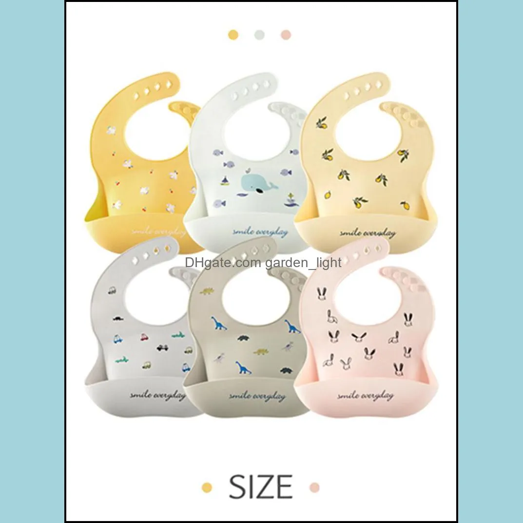 baby bib adjustable animal picture waterproof saliva dripping bibs soft edible siliconesaliva towel drop wll972