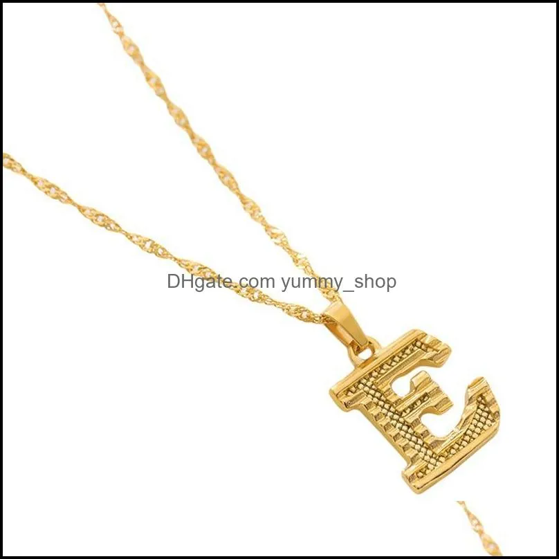 gold 26 letter necklace charm personalized alphabet az pendant necklaces fashion twist chain jewelry for women men dhs