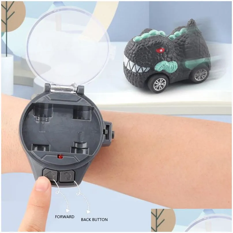 electricrc car watch control mini rc dinosaur tank shape 24g remote electric led gift for boys kids on birthday 221101