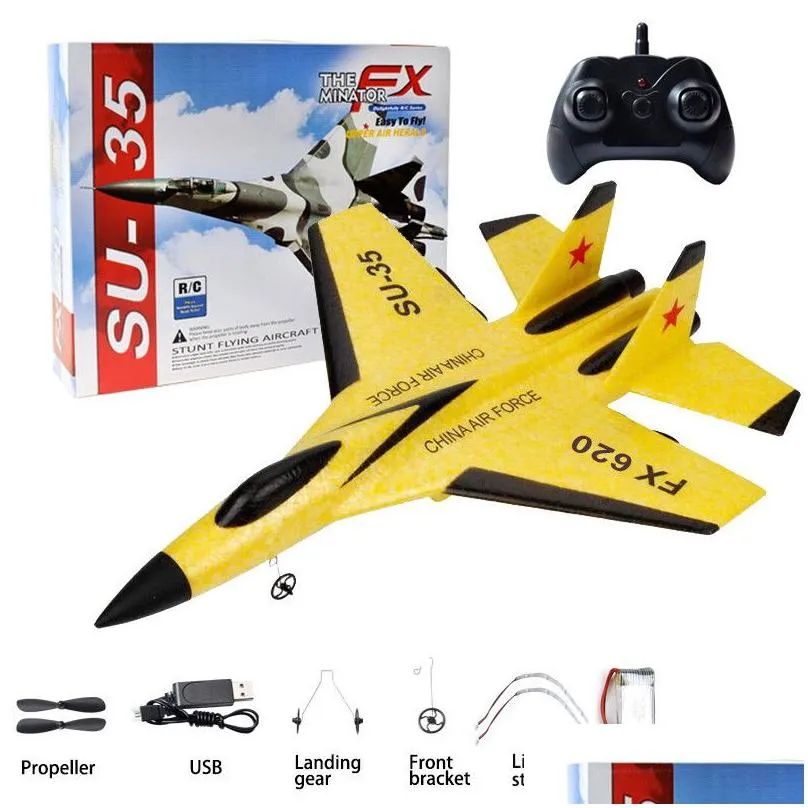 electricrc aircraft su57 su35 rc plane radio remote control airplane with light fixed wing hand throwing foam electric model toys for kids