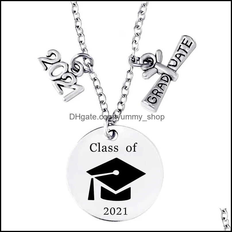 2021 graduation gift necklace jewelry for women men high quality personalized stainless steel letter necklaces pendant chains