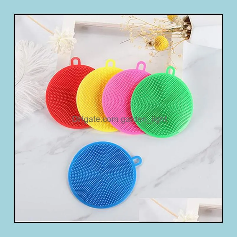 silicone dish bowl cleaning cloths brush multifunction 5 colors scouring pad pot pan wash brushes cleaner kitchen dishes washing tool