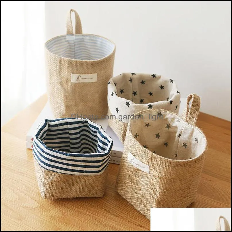 creative cotton and linen desktop storage bag organization wallmounted hanging bags dormitory home el baskets wq616