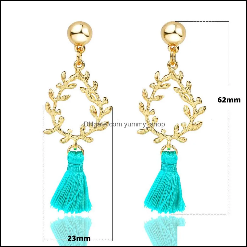  fashion boho ethnic crystal beads long tassel drop earrings ethnic fashion bohemian colorful tassel earrings hollow waterdrop shape