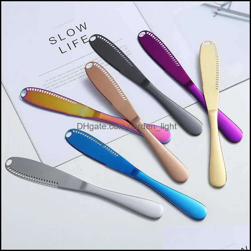  quality stainless steel butter knife with hole bake cheese cream knives home bar kitchen flatware tool zwl440