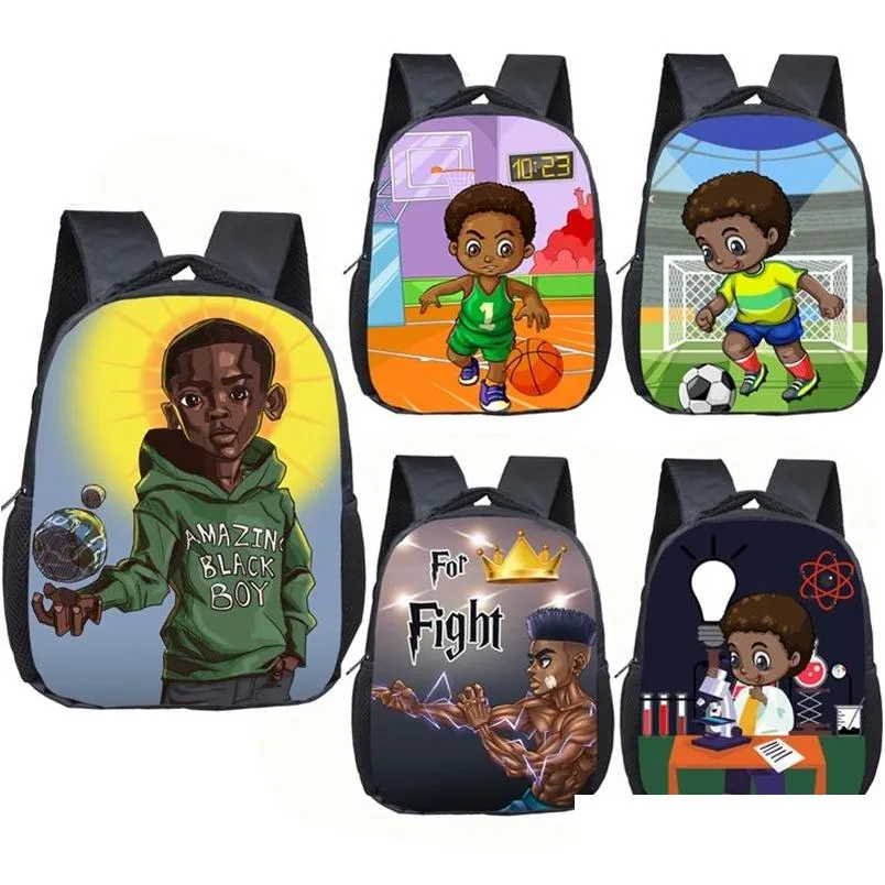 a amazing black boy print backpack afro brown kids kindergarten backpack children school bags cartoon toddler bag kids bookbag