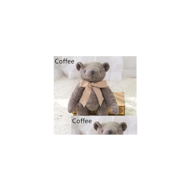 kids bear plush dolls toy baby stuffed bowknot knitted bear toys girl boy creative christmas party gifts toy gxt 001