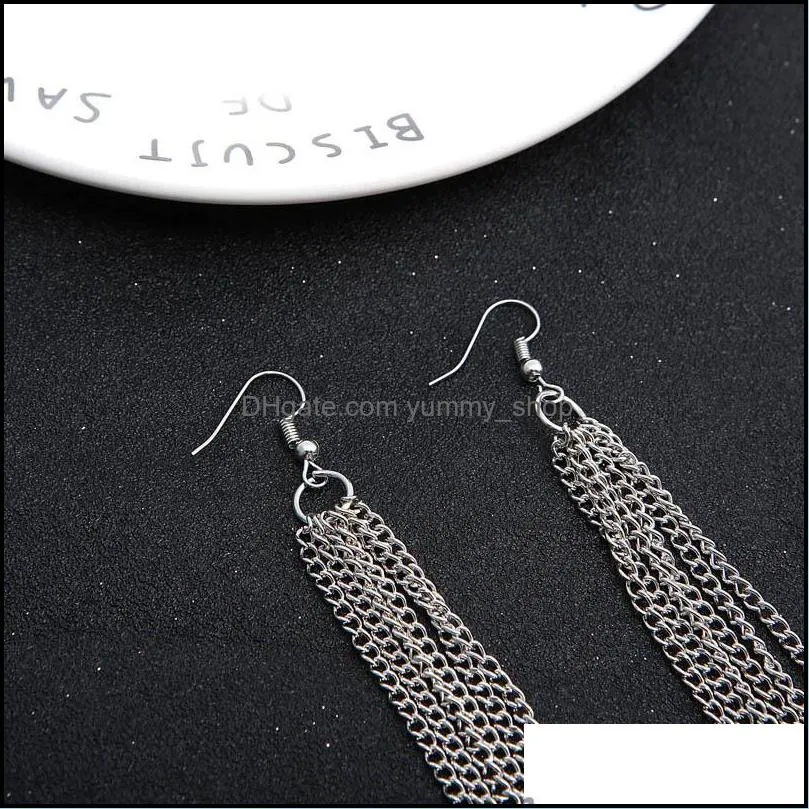  fashion chain long tassel earrings golden silver plated dangle hanging long drop earrings for women jewelry gifts party