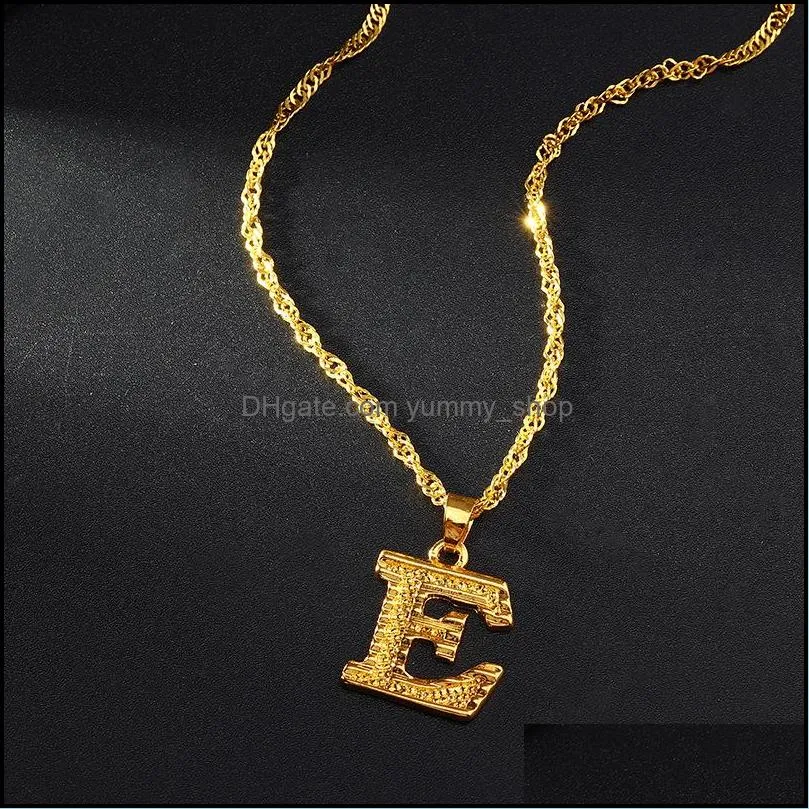 trendy gold plated letters name pendant necklace for women men wholesale fashion az 26 alphbat jewelry necklaces p168fa