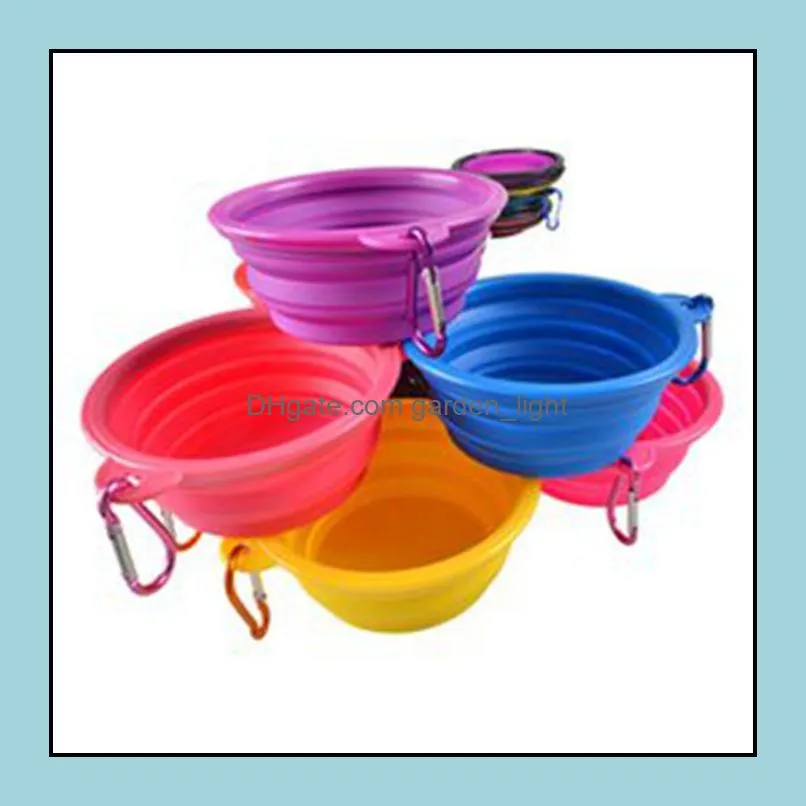 feeders dog cat water dish feeder silicone foldable feeding bowl travel collapsible pet feed tools 12 colors wll537zwl