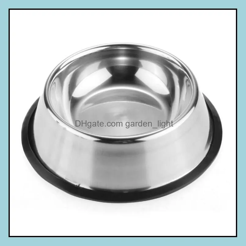 stainless dog bowl pets steel standard pet dog bowls puppy cat food or drink water bowl dish wq30