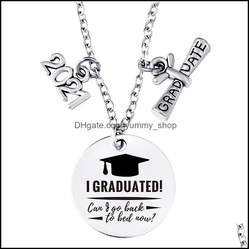 2021 graduation gift friends inspirational necklace pendant jewelry stainless steel necklaces for her high school dhs