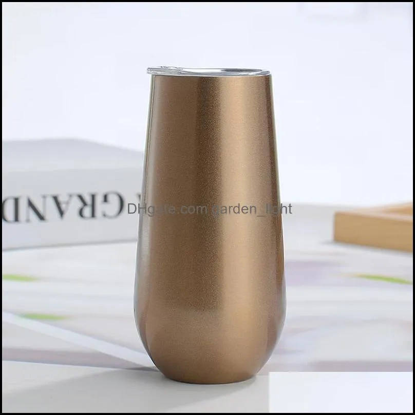 6oz wine champagne glasses mugs stainless steel double vacuum egg cups cocktail beer tumblers mini mug with leakproof wllyhm1